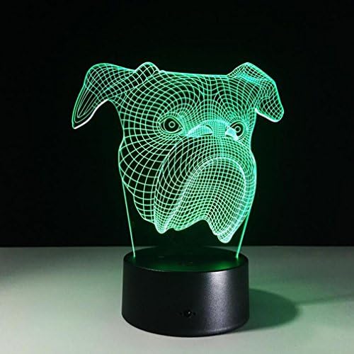 CARYY LED Illusion Lamp, 7 Colors Remote Control Dimensional Optical Visual Light, 3D Dog Head Mini Night Lights, Decoration Atmosphere USB Table Lamps, Children Christmas Halloween Birthday Gifts