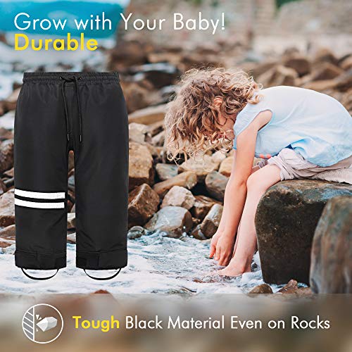 HAPIU Kids Rain Pants,Toddler Waterproof Pants,Black,2T - Thumbnail 4