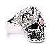 JDZ Amulets Men's Stainless Steel Red Eyes Skull Head Gothic Biker Ring Jewelry