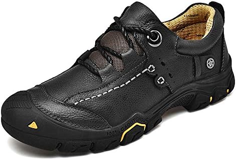 Men's Outdoor Walking Leather Hiking Shoes Sports Casual Dress Work Breathable Trekking Sneakers Black