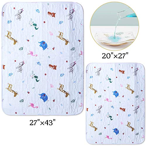 Baby Crib Mattress Pads Cover - Toddler Washable Changing Pads - Portable Changing Mat for Baby (20"X27", Animal)