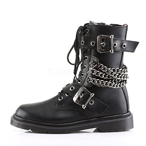 Demonia Unisex Defiant 204 Combat Boots, Black Vegan Leather, 10 M