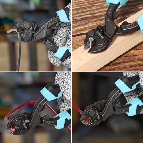 SHALL 8" Mini Bolt Cutter, Small Heavy Duty Wire Cutter, Grip Area for Pulling Nails and Grabbing Wires, More Efficient Leverage, Belt Pouch Included