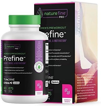 Women's PreWorkout Supplement for Women| Boost Motivation to Exercise | Fat Burner | Reduce Stress and Improve Focus | 60 Veggie Capsules by NatureFine