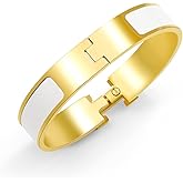 SENHORAS 18K Gold Plated Women Bangle bracelet, Letter Enamel Bracelet Couple Bracelet, exclusive Women Gift