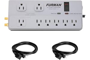 FURMAN PST-2+6 Power Station Home Theater Power Conditioner with (2) Extension Cable (18 AWG, Black, 3') Bundle