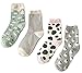 Searchself Cow Print Socks Women Funny Cute Animal Design Cotton Crew Socks Christmas Gift Pack of 4 (C) One Size