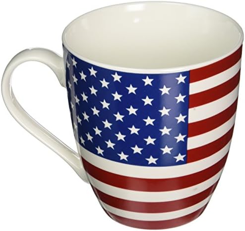 Pfaltzgraff Patriotic American Flag Coffee Mug with “Proud to be an American" on inside lip - Large American Flag Coffee Mug - 18 Oz