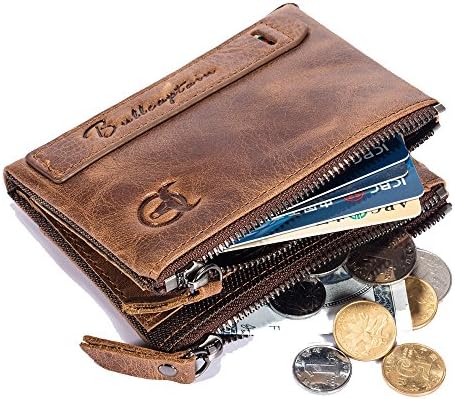 SHAKARAKA Mens Wallet RFID Blocking Minimalist Vintage Genuine Cowhide Leather Wallet for Men