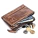 Men's Wallet, NaSUMTUO RFID Blocking Minimalist Vintage Cowhide Leather Wallet with Double Zipper Pocket for Men (Brown)