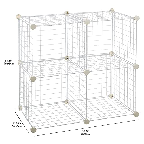 Amazon Basics 4Cube Wire Grid Storage Shelves, 14" x 14" Stackable