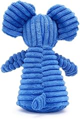 Zappi Co Blue Elephant Plush Dog Toy with Squeaker – Corduroy, Squeaky view 4