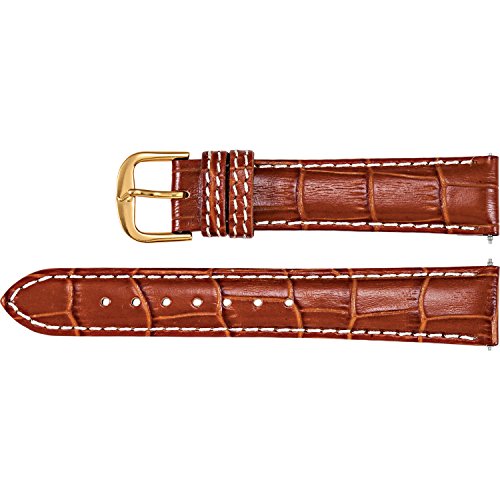 Men's 18mm Tan Regular Alligator Grain Heavy Padded Creme Stitching Watch Strap