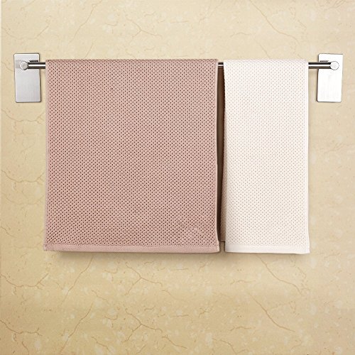 image for LuckIn Bathroom Towel Rod Adhesive Self Stick Towel Bar,Stainless Stee