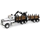 TOMY Big Farm Logging Truck with Pup Trailer and Logs Playset - 1:16 Scale | Toy Truck Playset, Includes Pup Trailer And Logs, Lights And Sounds, Opening Doors, Movable Crane, Ages 3 Years+