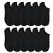 DZSbestdeal Women's 12 Pairs Cotton Everyday Low Cut/No Show Causal Socks Black sock size 9-11, fits shoe 5-9