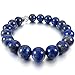 INBLUE Men,Women's 12mm Alloy Energy Bracelet Link Wrist Energy Stone Blue Silver Tone Buddha Mala Bead