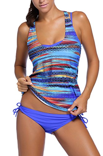 HOTAPEI Women's 3Pcs Tankini Set Summer Swimsuit With Vest