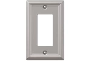 Amerelle 149RBN 1 Rocker Wall Plate, 1 Duplex Outlet, Brushed Nickel