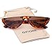 GIFIORE Retro Cat Eye Sunglasses for Women Vintage Half Round Frame Cateye Sun Glasses (Leopard Print Frame Brown Lense)