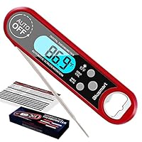 Instant Read Meat Thermometer Blusmart Waterproof Digital Food Thermometer Probe with Backlight LCD & Calibration Ultra Fast Cooking Thermometer Kitchen for Meat, BBQ Grilling Smoker Baking Turkey