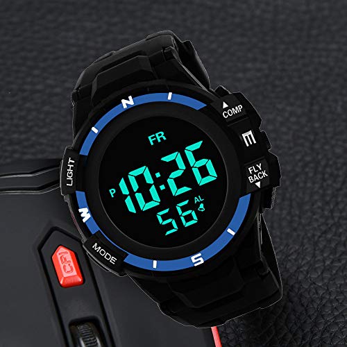 Sport Watch, 50M Waterproof Watch, Sport Wrist Watch for Men Women Kids, Digital Watch with Alarm Date and Time (Blue)