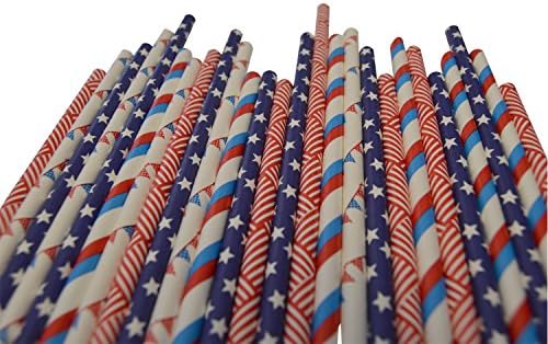 Swirly Twirly Combo Straws, Biodegradable Paper Straws, Very attractive &amp; Flowery Designs (100 Pcs, Combo-9)