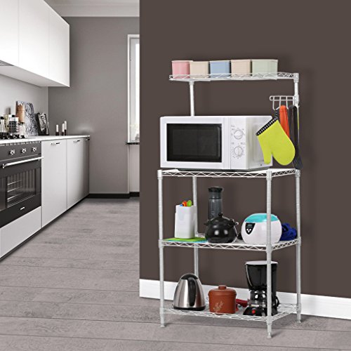 LANGRIA 3Tier Kitchen Microwave Oven Rack Shelving Unit Microwave Shelves, Adjustable Microwave