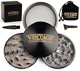 Vintage Crush 2.5-Inch Herb Grinder with Pollen Catcher, Carry Case Scraper and Brush, Space Gray