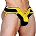 ZILucky Men's Backless Bikini Jockstrap Briefs Lace Up Underwear Bulge Pouch Shorts (S) Yellow