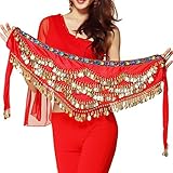 Pilot-trade Women's Triangular Belly Dancing Hip Scarf Wrap Skirt with Gold Coins