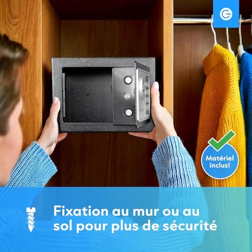 Silvergear Small Code Safe | Steel Safe with Electronic Lock with Digit Code | 2 Keys and Code for Storing Money, Jewellery & Valuables | 17 x 23 x 17 cm | Black