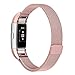 Fitbit Charge 2 Band, ALNBO Milanese Mesh Loop Stainless Steel Replacement Bracelet Strap with Strong Magnet Lock, Rose Gold