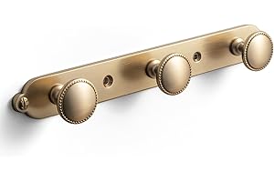 Goo-Ki Champagne Bronze Coat Rack Wall Mount with Keelplate Backplate, Modern Heavy Duty Zinc Alloy Coat Hooks, Soft Gold Hat