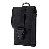 Zeato EDC Tactical Military MOLLE Phone Pouch Waist Clip-On Holster Bag with Belt Clip Nylon Touch Duty for iPhone 11/X/XR/XS 7 Plus 6S 6 Plus Galaxy Note 5 S10 S8 S7 Edge LG Sony and More (Black)