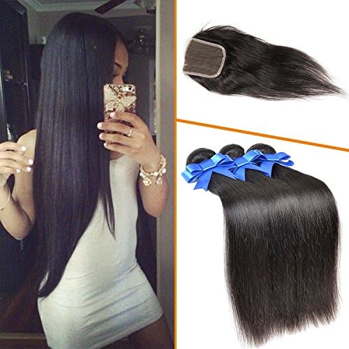 Lovenea TM 7A Grade Indian Raw Unprocessed Indian Hair Straight 4 Bundle Deals With Freestyle Closure