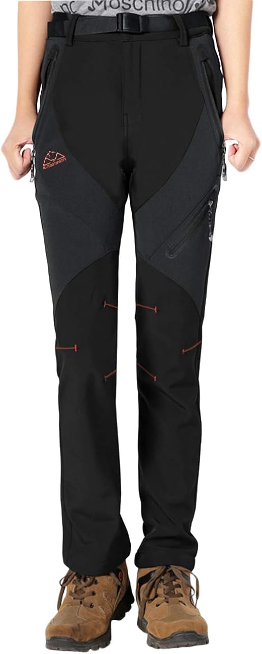 TBMPOY Women's Outdoor Softshell Pants Waterproof Quick Dry Fleece Lined Hiking Cargo Pants: Clothing