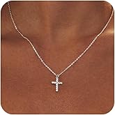 LULII Cross Necklace for Women Dainty 14K Gold Silver Plated Small Cross Pendant Choker Simple Cute Cross Gold Necklace for Women Trendy Faith Jewelry Gift