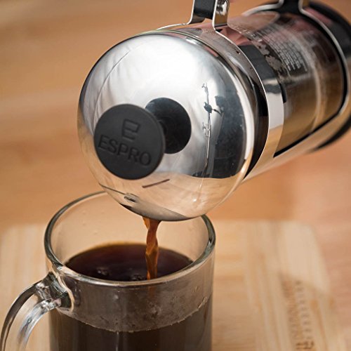 Espro Press P5 - French Press Coffee Press with Thick & Durable SCHOTT Duran glass + Bonus Wooden Stirring Spoon (with Coffee Filter, 18 oz)