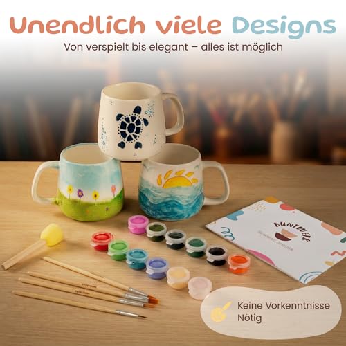 Generisch Ceramic Painting Set - DIY Ceramic Self Painting Set for Home - Cups Painting Set with Bright Colours & Ceramic Brushes - Creative Ceramic Painting Set for Adults & Children
