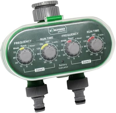 Kingfisher WT400 Twin Outlet Water Timer, Battery Operated, Transparent