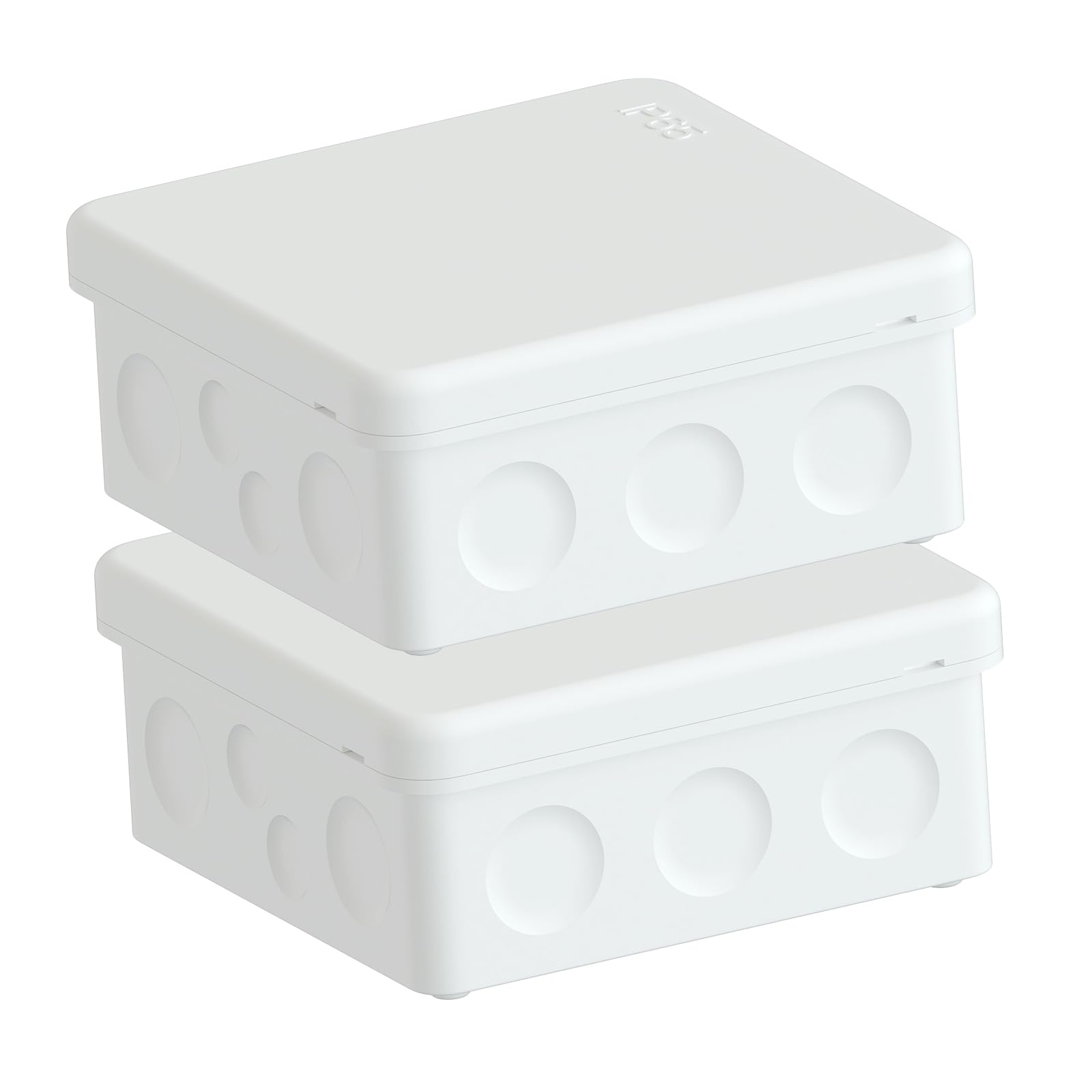 Photo 1 of PolarPulse Junction Box with Screwless Cover, IP65 Waterproof, UV Resistant, Upgraded Rubber Coating Tech, Electrical Cable Connectors Enclosure for Outdoor Garden Patio, Pack of 2, White 3.5×3.5