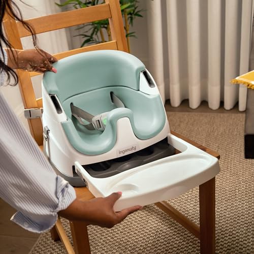 INGENUITY BABY BASE 2-IN-1 BOOSTER FEEDING AND FLOOR SEAT WITH SELF-STORING TRAY – MIST