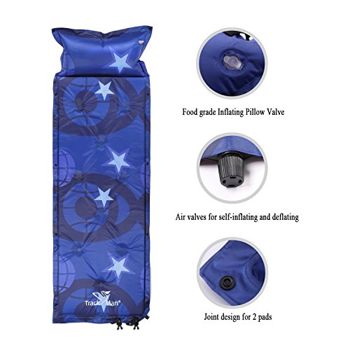 Inflatable Air Sleeping Pad with Built-in Pillow, Lightweight, Waterproof Fabric, Compact and Comfortable, Quick Flow Valve, Thick Outer Skin, Superior Sleeping Pad, for Camping, Hiking, Backpacking - Thumbnail 2