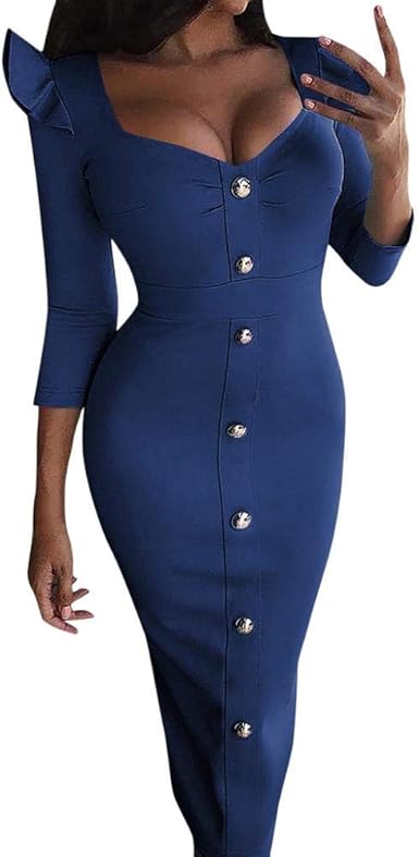 button bodycon midi dress