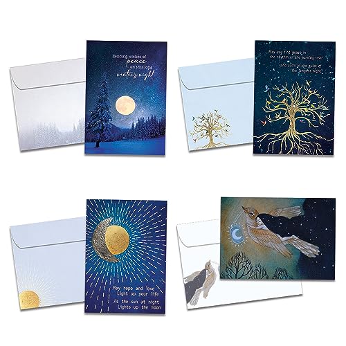 Tree-Free Greetings Pacote com 16 cartões sortidos com envelopes correspondentes, ecológicos, feitos nos EUA, papel 100% reciclado, 12,7 cm x 17,7 cm, coleção Golden Solstice (GP54374)