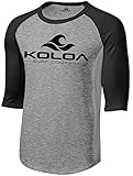 Koloa Surf Co.(tm) Wave Logo Raglan 3/4 Sleeve Shirt,L-Heather/Black