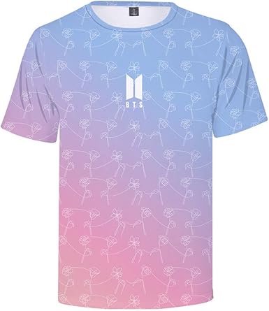 BTS Pareja T-Shirt Digital 3D Impresión Cuello Redondo Camisetas Suelta Remeras Manga Corta Blusas Moda Camisas: Amazon.es: Ropa y accesorios
