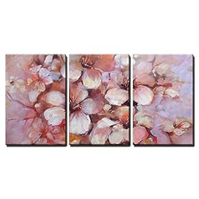 3 Piece Canvas Wall Art - Almonds Blossom Printed Oil Painting on Canvas - Modern Home Art Stretched and Framed Ready to Hang - 16"x24"x3 Panels