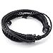 KONOV Mens Leather Bracelet, 7-9 inch Adjustable Braided Cuff Bangle, Black
